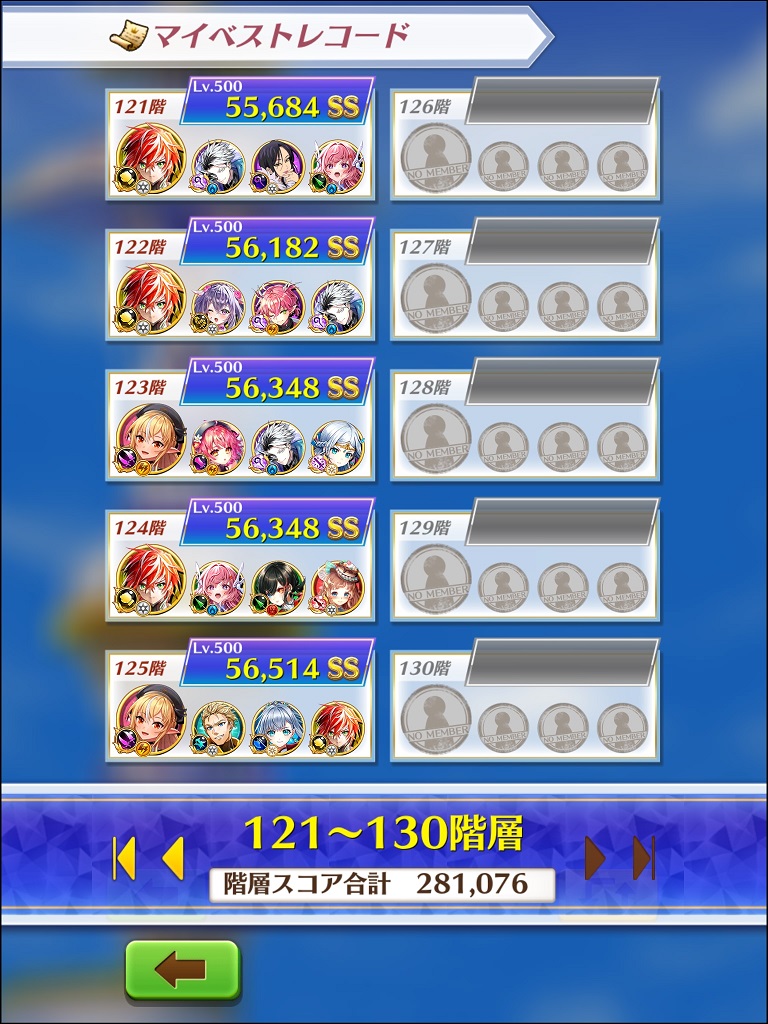 階層121～125