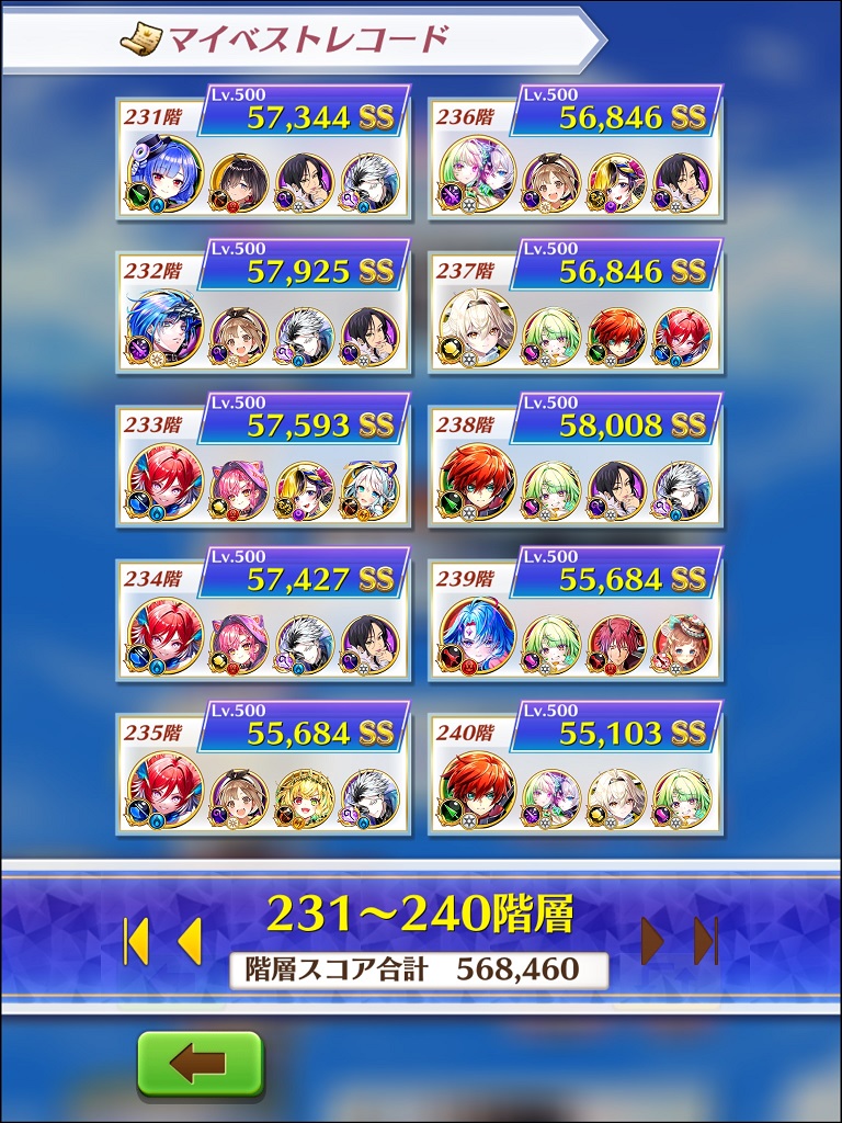 白猫プロジェクトフロンティアタワー231階から240階