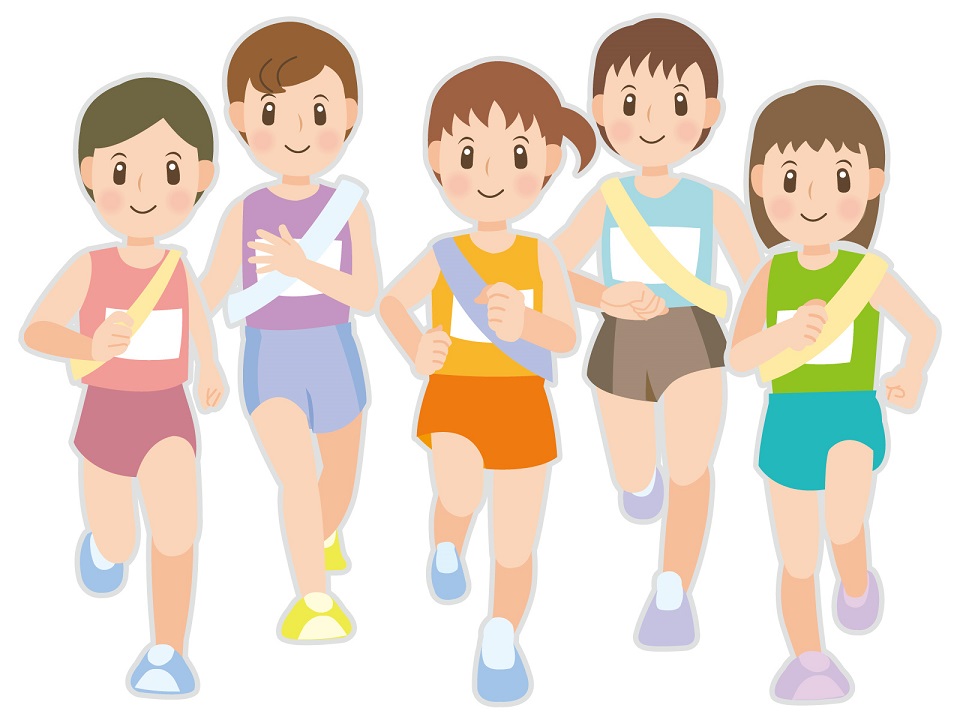 選抜女子駅伝北九州大会で走る女子選手5人のイラスト