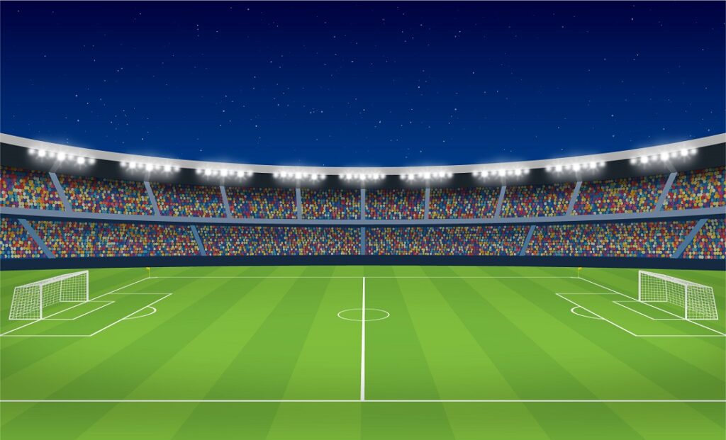 ワールドカップの試合会場をイメージしたサッカースタジアムのイラスト