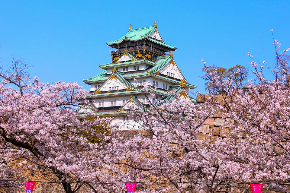 大阪マラソンの開催地を象徴する大阪城と桜